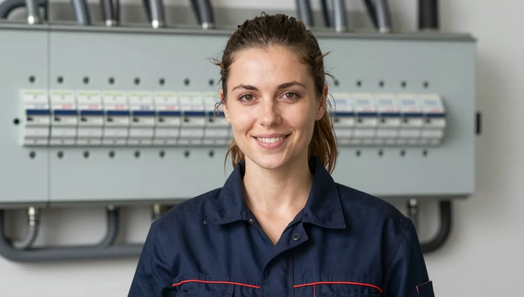 Elektriker beim Blick auf ein Prüfgerät