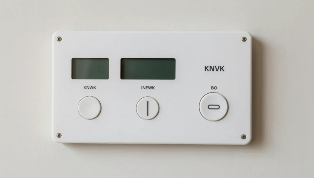 Detailansicht eines KNX-Bedienpanels an der Wand
