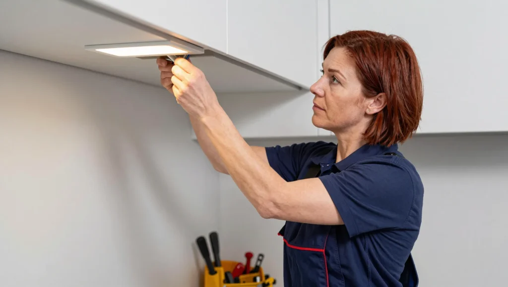 Montage einer Lichtleiste unter Küchenoberschränken