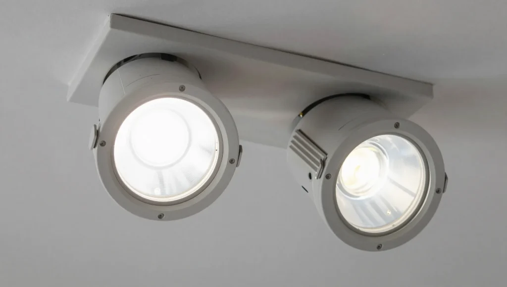 Nahaufnahme fertig montierter LED-Einbaustrahler