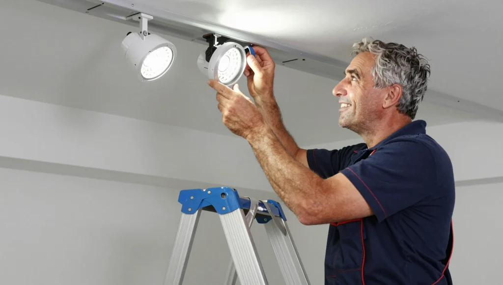 Montage von LED-Einbaustrahlern in einer Zwischendecke