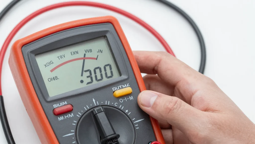 Multimeter bei der Spannungsmessung an einer Verteilung