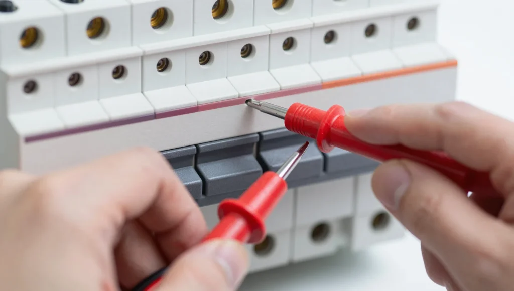 Nahaufnahme eines Spannungsprüfers im Einsatz