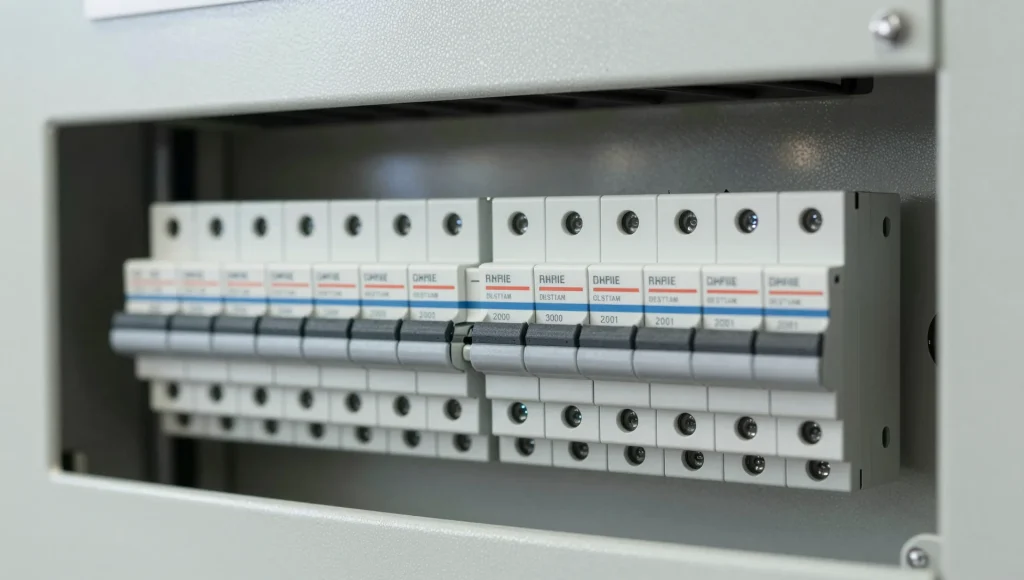 Verteilerschrank mit Überspannungsschutzgerät im Detail